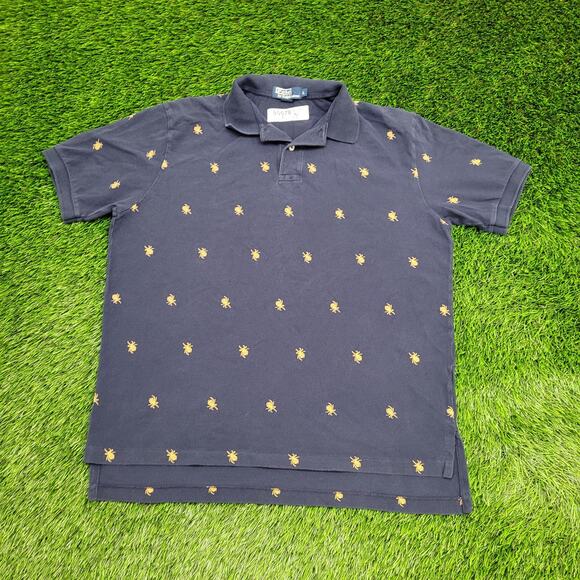 Ralph-Lauren Spider AOP Polo Shirt Large 23x28 Baggy - Picture 1 of 13